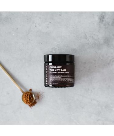 Erbology Organic Turkey Tail Dual Extract Powder 30 Servings - Prebiotic and Gut Nourishing - Trametes Versicolor - Sustainably Grown in Europe - Vegan - Non-GMO - No Added Fillers Turkey Tail 1 Ounce (Pack of 1) - Buy Online on GoSupps.com