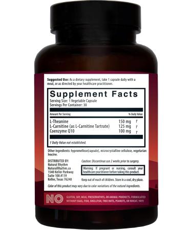 Natural Rhythm CoQ10-ZEN: Coenzyme Q10 L-Carnitine & L-Theanine - 30 Capsules for Energy & Relaxation - International Shipping Available - Buy Online on GoSupps.com