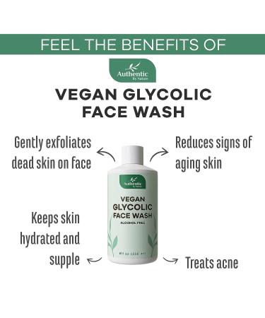 Vegan Glycolic Acid Face Wash with Cucumber & Seaweed Extract - Gentle Exfoliating Anti-Aging Cleanser for Acne Treatment, Men & Women - Hydrating, Moisturizing Facial Soap - Buy Online on GoSupps.com