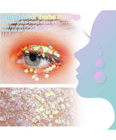Yosca Holographic Body Glitter Gel 30ML - Mermaid Sequins Chunky Powder for Women, Hair, Festival Makeup - Pearl - Buy Online on GoSupps.com