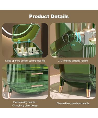 Galat e Retro Series 180 Rotatable Wearable Makeup Organizer | Dust-Tight Cosmetic Storage Box with 2 Drawers & Handle - Retro Green - Buy Online on GoSupps.com