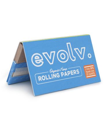 EVOLV Organic Hemp Rolling Papers | Size: 1 1/4 | w/Magnetic Booklet + Tips | 20 Pack Case