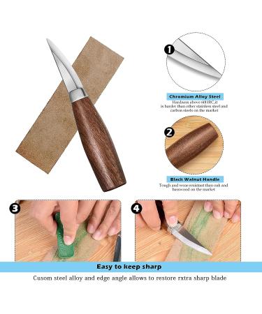 Wood Carving Tools Set with 6pcs SK2 Carbon Steel Knives - Beginner's Kit for Spoon, Bowl, Cup Woodwork | Detail and Hook Carving Knife with Round Handle Design (10pcs) - Buy Online on GoSupps.com