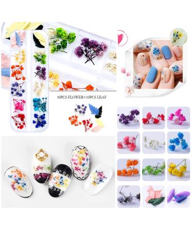 Dried Flowers for Resin Nail Art - 108 Pcs in 62 Colors - 3D Dry Flowers for Nails - Real Natural Flower Nail Art Decoration Supplies - Buy Online on GoSupps.com