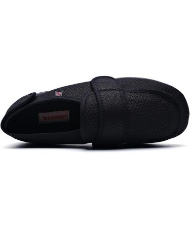ZHENSI Men's Adjustable Slippers Wide Diabetic Swollen Feet Shoes - Breathable Non-Slip Memory Foam - Size 8, Black - Buy Online on GoSupps.com