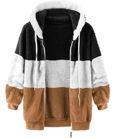 Shop Hanxiulin Oversized Fleece Jacket for Women - Warm Hooded Sweater Coat in Coffee - Perfect Winter Transition Layer 4XL - Buy Online on GoSupps.com