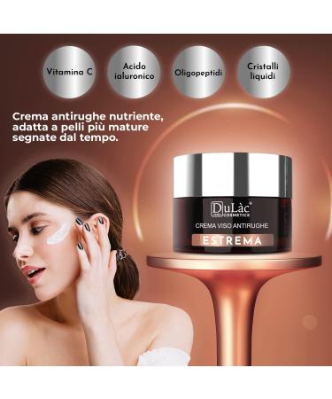 Dul c - Skincare Cosmetics - Anti Wrinkle Face Cream ESTREMA Cream 50 g Anti Ageing for Mature Skin Hyaluronic Acid & Peptides Vitamins C + E Silk Proteins Made in Italy - Buy Online on GoSupps.com