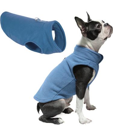 Gooby Fleece Vest Dog Sweater - Warm Pullover Fleece Dog Jacket with Leash Attachment - Winter Small Dog Sweater Coat - Cold Weather Dog Clothes for Small Dogs Boy or Girl for Indoor and Outdoor Use Medium chest (16") Blue
