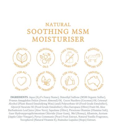 MooGoo Soothing MSM Moisturizer - Natural Lightweight Lotion for Sensitive, Irritated Skin - Calming Face and Body Cream for Men and Women - 120g (4.2 Ounce) - Buy Online on GoSupps.com