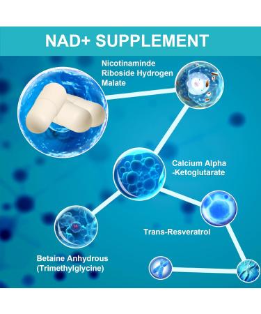 NAD+Supplement - 500 mg Nicotinamide Nucleoside with Trans-Resveratrol - Boosts NAD+ Levels Supports Cellular Energy and enhances Anti-Aging Capabilities Vitality and lifespan - 60 Capsules 1 Bottle - Buy Online on GoSupps.com