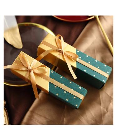 Candy Box 10PCS Chocolate Box Gift Wedding Candy Lipstick Shape Rectangular Gift Hot Stamping Packaging Box For Girls' Day Partyes (Color : Pink) (Size : Green)