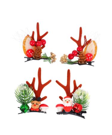 POPETPOP 2 Pairs Christmas Hair Clips Toddler Clips for Girls Hair Women's Hair Clips Hair Clips for Kids Christmas Reindeer Antlers Headband Deer Horns Hair Holder Hair Decoration Clothing