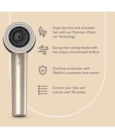  Silk n Hair Dryer - SilkyAir Pro HDB003 | Premium Ionic Blow Dryer with Diffuser & Concentrator | 1600W | 18 Modes LED Display | No Heat Damage & Frizz Prevention | Beige  - Buy Online on GoSupps.com
