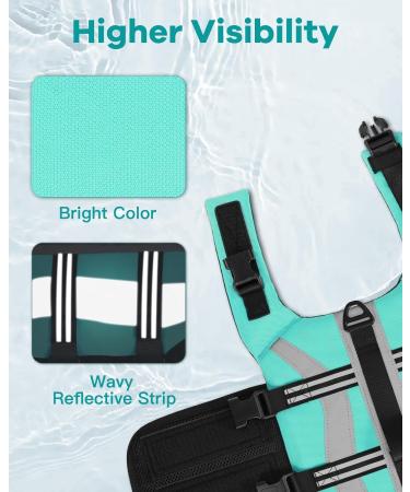 Petbank Life Jacket for Dogs - Adjustable Swimming Vest with Reflector Stripes | Buoyant Swim Suit for Small Medium & Large Dogs - Light Blue - Buy Online on GoSupps.com