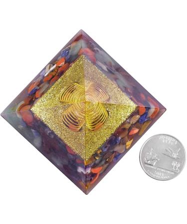 TUMBEELLUWA Orgone Pyramid Energy Generator - Crystal Healing Chakra Balancing Meditation & Home Decoration | Colorful Tumbled Stones & Orgonite Figurine - Buy Online on GoSupps.com