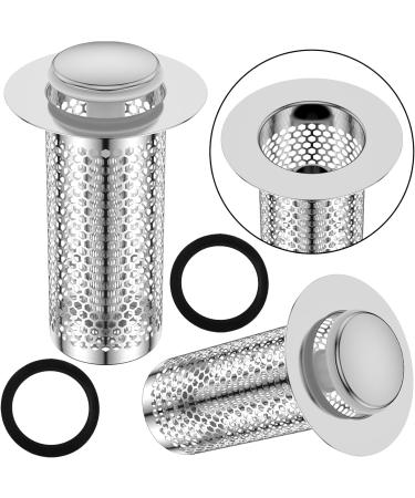 2 Pcs Bathroom Sink Stopper Stainless Steel Sink Drain Strainer Pop Up Floor Drain Filter Universal Sink Drain Stopper with Hair Catcher for 1.3-2.17 Inches Most Floor Drains and Sinks - Buy Online on GoSupps.com