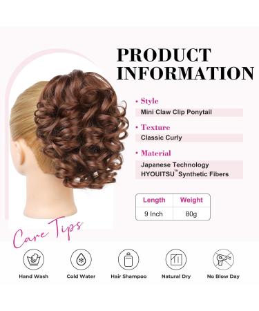 Reecho 23cm Ponytail Hair Extension - Short Curly Wavy Clip-in Extensions for Women - Copper Color - Buy Online on GoSupps.com