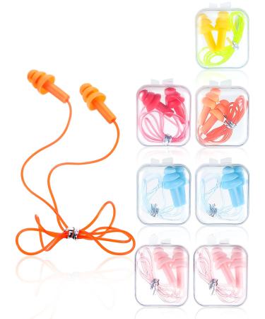 Honoson cord-bound earplugs silicone waterproof earplugs tree shape Reusable cable earplugs for sleeping swimming swimming and traveling (color set 1 8 pieces)