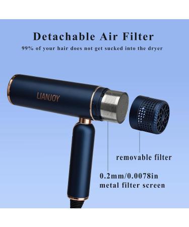 Buy Foldable Fast Drying Hair Dryer - 1600W Negative Ionic Blow Dryer for Travel - Mini Portable Design with Attachments in Blue - Buy Online on GoSupps.com