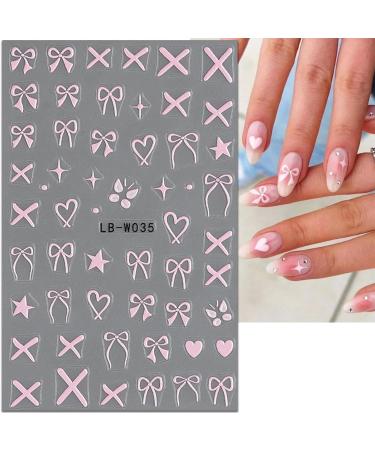 JMEOWIO Heart Bow Tie Nail Art Stickers - 8 Sheets Self-Adhesive Pink Decals for Stunning Nail Designs | Nail Supplies & Accessories - Buy Online on GoSupps.com