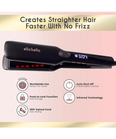 ELLA BELLA Titanium Flat Iron Hair Straightener - Infrared Professional Digital Display As Featured in Good Housekeeping - Shop Internationally - Buy Online on GoSupps.com