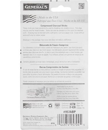 General Pencil 957ABP Compressed Charcoal Sticks 4/Pkg-Black - Soft Assorted 1 - Buy Online on GoSupps.com