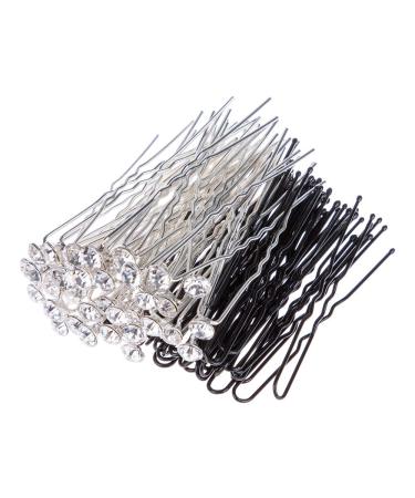 80 Pack White Crystal Rhinestone Hair Pins & U Shape Hairpins Set with Storage Bottle - Wedding Hair Clips Professional Hairdressing Grip Clip (40 Crystal Pins + 40 U Shape Pins) - Buy Online on GoSupps.com