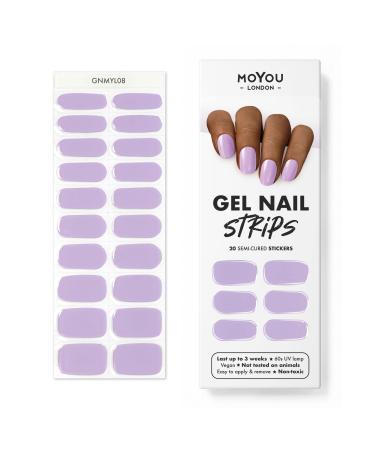 MOYOU LONDON Semi Cured Gel Nail Wraps 20 Pcs Gel Nail Polish Strips for Salon-Quality Manicure Set with Nail File & Wooden Cuticle Stick (UV/LED Lamp Required) - Bath Bomb