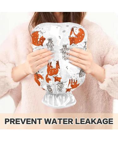 Cute Foxes & Rabbits Hot Water Bottle (1L) - Soft Warm Cover for Bed Hands Neck & Shoulders - Perfect Winter Comfort - Buy Online on GoSupps.com