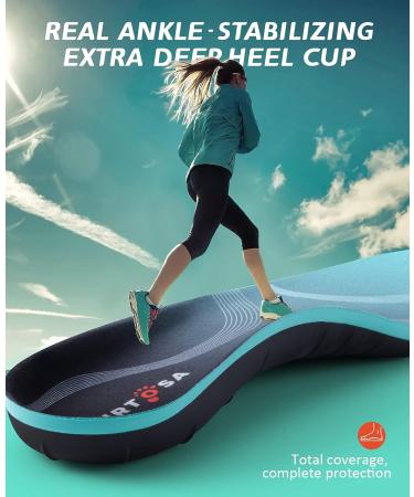 TANSTC Heavy Duty Shoe Inserts for Flat Feet & Plantar Fasciitis - High Arch Support for All-Day Comfort - Men's 8.5-9.5 | Women's 10 - Lake Blue - Buy Online on GoSupps.com