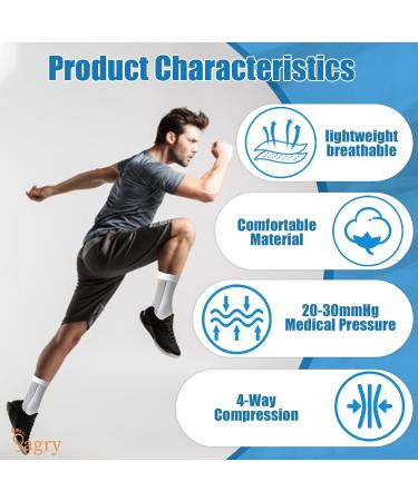 Neuropathy & Plantar Fasciitis Compression Socks - 20-30 mmHg Ankle Support (L/XL Black) for Heel Pain Foot Swelling & Fatigue - Buy Online on GoSupps.com
