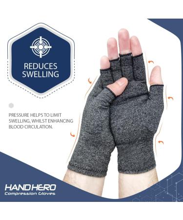 Hand Hero Arthritis Compression Gloves - Fingerless Support for Men and Women - Pain Relief for Rheumatoid Osteoarthritis Typing Knitting - Buy Online on GoSupps.com