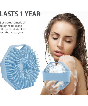Antimicrobial Silicone Body Scrubber for Sensitive Skin - Eco Friendly Exfoliating Shower Brush (Blue) - Buy Online on GoSupps.com
