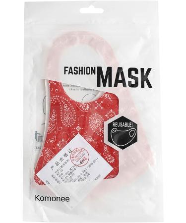 Komonee Paisley Face Mask - Reusable Washable Cloth Mouth Cover for Men Women - Dustproof Outdoor Indoor Cycling Ski Protection (5 Pack, Red) - Buy Online on GoSupps.com