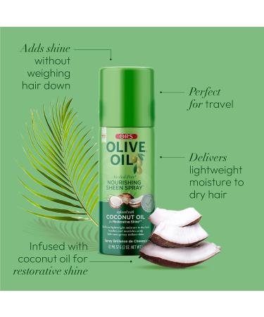 ORS Olive Oil Nourishing Sheen Spray Infused with Coconut for Restorative Shine Alcohol Free 2 Ounce (Pack of 2) - Buy Online on GoSupps.com