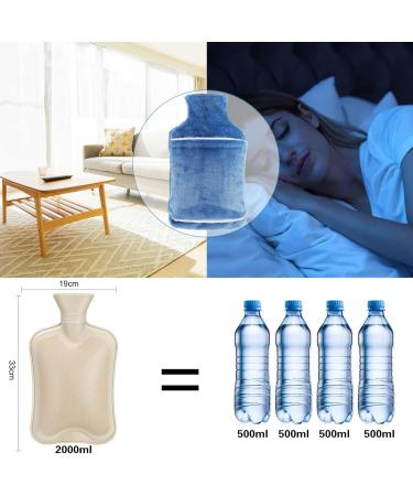 DAWDIX 2L Heat Bottle with Soft Fleece Cover - Cozy Hot Water Bottle for Bed | Ideal Gift for Mothers & Fathers - Blue - Buy Online on GoSupps.com