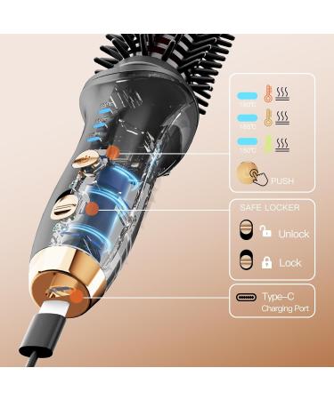 Portable Cordless Curling Iron Brush for Women - Instant Hair Curler & Styling Comb - Extra Long Tourmaline Ceramic Barrel - Ideal for Travel (Black - Buy Online on GoSupps.com