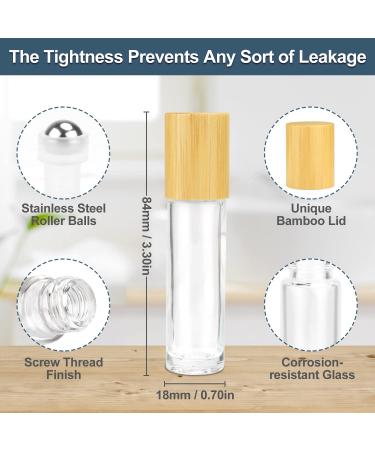 10ml Glass Roll On Bottles - 10 Pack Essential Oil & Perfume Roller Bottles with Stainless Steel Roller Ball & Bamboo Lids | International Shipping - Buy Online on GoSupps.com