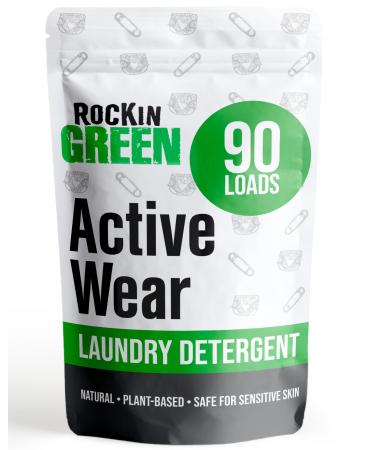 Rockin' Green 45oz (90 Loads) Active Wear Detergent - All Natural Laundry Detergent Powder - Vegan and Biodegradable Odor Fighter - Safe for Sensitive Skin