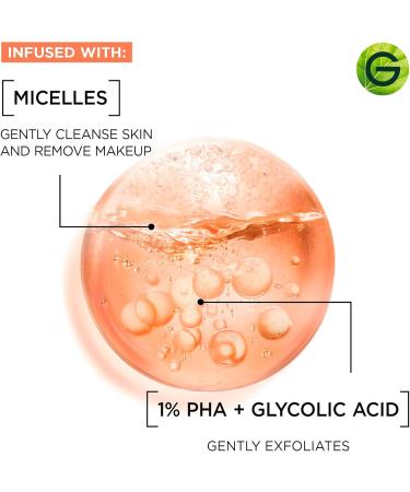 Garnier Gentle Peeling Micellar Water and Face Cleanser with 1% PHA and Glycolic Acid Face Exfoliant Facial Cleanser and Makeup Remover 400ml - Buy Online on GoSupps.com