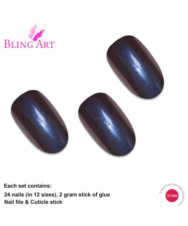 Buy Bling Art Blue Purple Chameleon False Nails - 24 Oval Medium Tips with Glue for Stunning Manicures - International Shipping Available - Buy Online on GoSupps.com