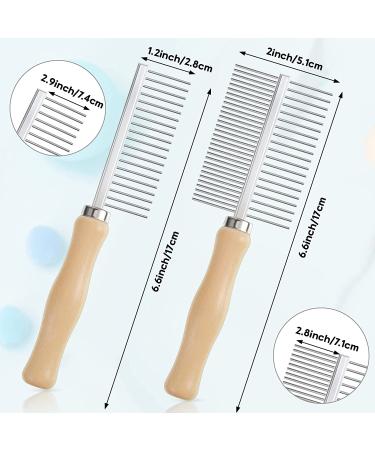 2 Pcs Dog Metal Combs | Cat Wooden Handle Grooming Comb | Stainless Steel Double-Sided Pet Grooming Brush | Long & Short Hair Fur Tool - Buy Online on GoSupps.com