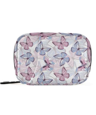Pfrewn Pill Organizer Case 7 Day Butterflies in Pastel Colors Travel Pill Box with Zipper Portable Small Weekly Vitamin Medicine Supplement Holder Pouch Bag