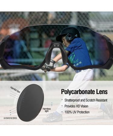 DUCO Polarized Kids Baseball Sunglasses with 3 Lenses - Black Frame, Orange Colorful Lens - Buy Online on GoSupps.com