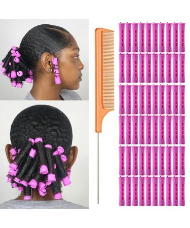60pcs Perm Rods Set for Natural Hair Plastic Cold Wave Rod Non-Slip Hair Rollers 0.75 Inch Purple Perm Rods for Long Short Hair Curling Rods Hair Perms for Women Hair Curlers DIY Hairdressing Tools 60pcs/package purple