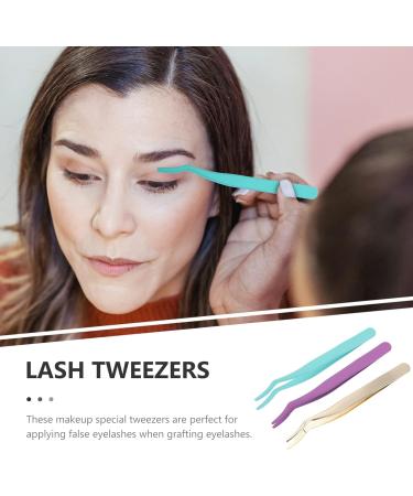 Minkissy 3pcs Eyelash Curler Set - Curved Eyelash Applicator Tool for False Lashes & Nose Trimming - Stainless Steel Lash Cluster Applicator - Buy Online on GoSupps.com
