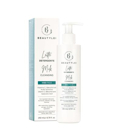 BEAUTYLEI Organic Facial Cleansing Milk Vitamin C Hyaluronic Acid Bakuchiol Oats Makeup Remover Moisturizing AntiAging Nourishing Purifying Anti Acne Pimples All skin types MADE IN ITALY