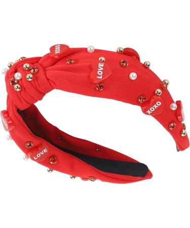 Rhinestone Knotted Jeweled Headband Elegant Rhinestone Hair Band Ornament for Bridal Shower (Red) - Buy Online on GoSupps.com