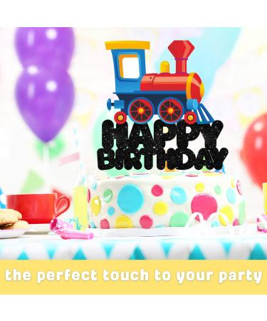 Train Happy Birthday Cake Topper Decorations with Multicolored Train for Birthday Theme Baby Shower Party Decor Supplies - Buy Online on GoSupps.com