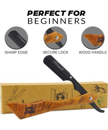 Professional Cut Throat Razor Kit for Men - Barber Grade Single Edge Blade Straight Razor - Premium Choice Mens Razors for Shaving - Essential Cutthroat Barber razor for Hair/Beard Enthusiasts Black - Buy Online on GoSupps.com